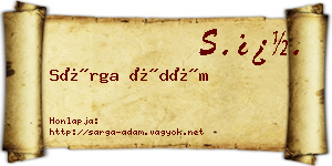 Sárga Ádám névjegykártya