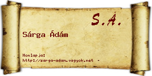 Sárga Ádám névjegykártya